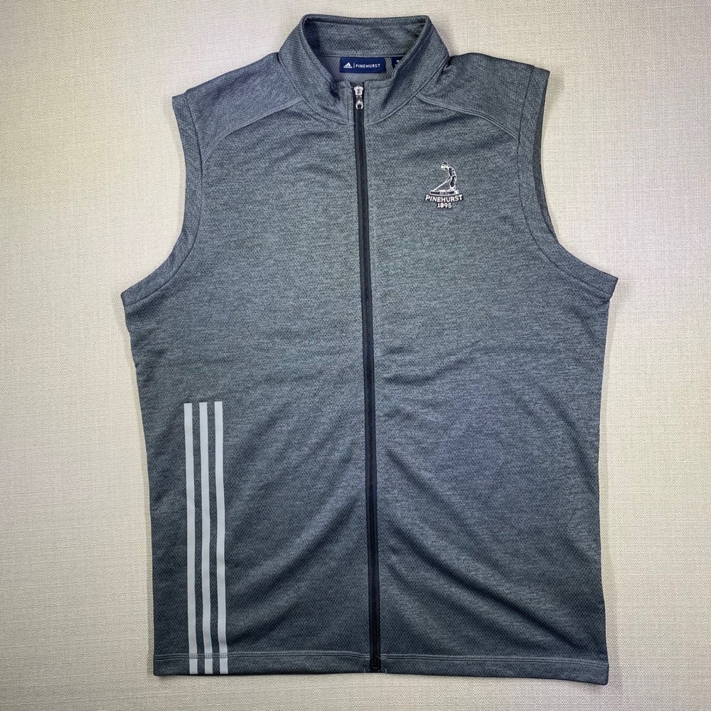 Adidas Pinehurst 1895 Golf Vest Mens Medium Gray Full Zip Putter Boy 3 Stripes
